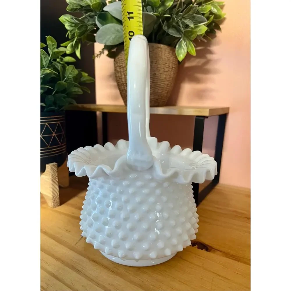 1950’s Vintage Fenton Hobnail 7” Basket